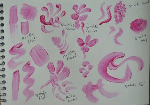 Getting to Know Your Brushes 1 - Marks with Flats, rounds and filberts