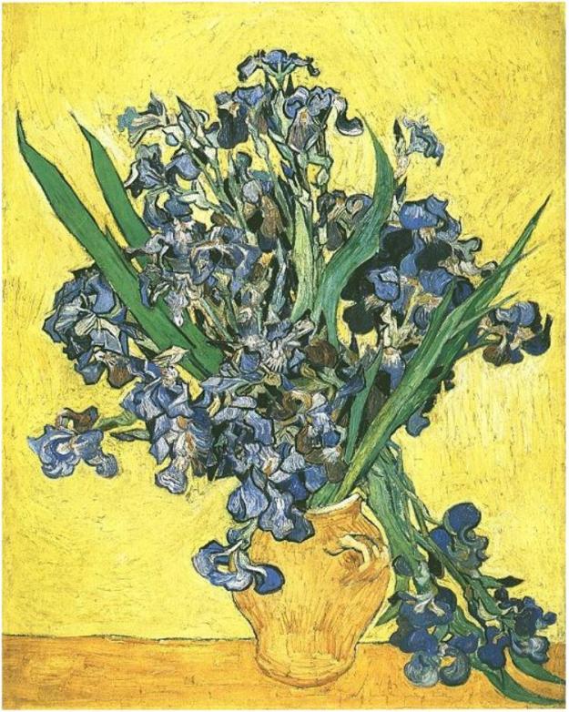 Vincent van Gogh, Vase with Irises against a Yellow background