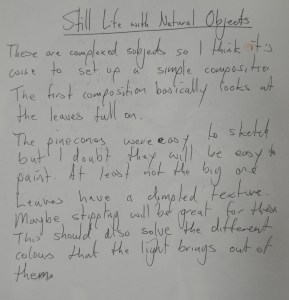 1st Sketch in Charcoal - Notes