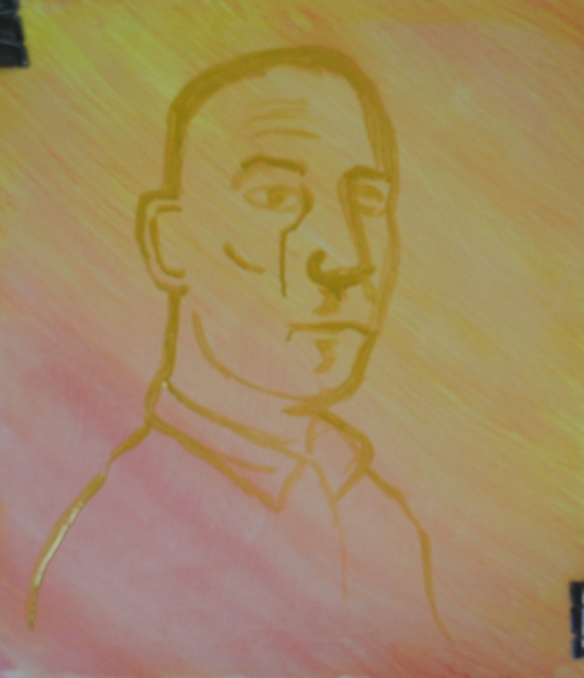 1 Drawing with Paint on multi-Coloured was background