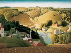 Stone City, Iowa , 1930 oil on wood panel